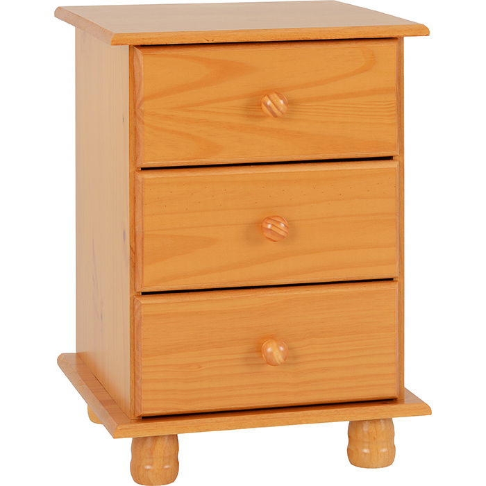 Sol 3 Drawer Bedside Chest In Antique Pine